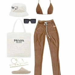 Miss 8 Tops Roxana 2 Piece Set(Camel)