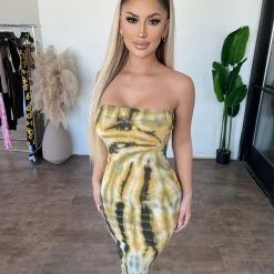 Junie Dresses/Rompers Lana Tie Dye Tube Dress(Black/Yellow)