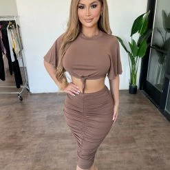 Sabora Deliz Two Piece Set(Brown) Tops