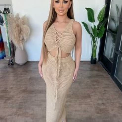 Salty Tops Emma Crochet Set (Taupe)