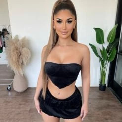 New Pink Mary Skirt Set (Black) Tops