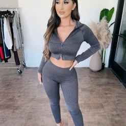 Mind Code Addison High Rise Leggings(Dark Grey)