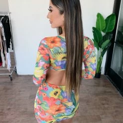 Charming Bunny Tops Nancy 3 Piece Bikini Set(Multi-Floral)