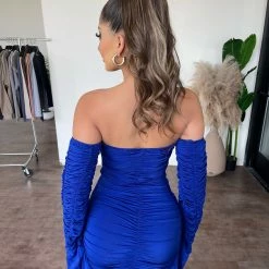 Itzy Dresses/Rompers Chrissy Off Shoulder Dress(Royal Blue)