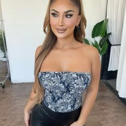 Tic Toc Tops Luz Corset Top(Dark Blue)