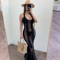 Hera Collection Chloe Bikini Cover Up Dress(Black) Dresses/Rompers