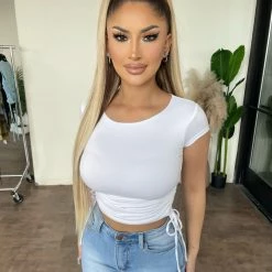 Top Chic Jessica Short Sleeve Top(White)Final Sale