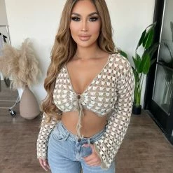 Emory Park Tops Daria Knitted Top(Oat/ Ivory)