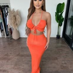 Sabora Jules Cami Skirt Set(Tangerine) Tops