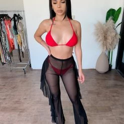 Lipstick Jayda Mesh Flowly Pants(Black)