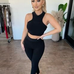 La Luxe Tops Sarina Matching Set(Black)