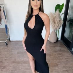 Couture Mara Halter Dress(Black)