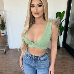 La Luxe Rubi Tank Top(Basil) Tops