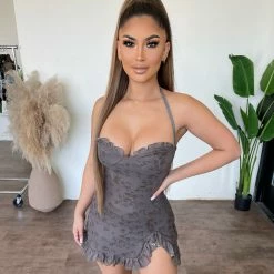 New Pink Gemma Floral Dress(Dark Grey) Dresses/Rompers