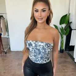 Tic Toc Rosa Corset Top(Navy) Tops