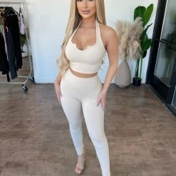 La Luxe Kiara Halter Set(Cream)Final Sale