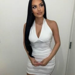 CEFIAN Dresses/Rompers Daisy Halter Dress (Ivory)FINAL SALE