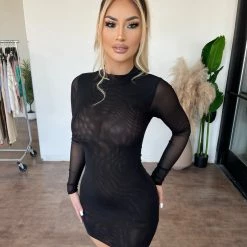 HOT & DELICIOUS Tenley Mesh Dress(Black)