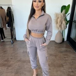 Junie Catalina Zipper Matching Set(Mocha) Tops