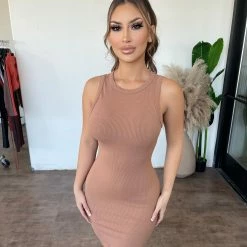 La Luxe Unique Sleeveless Dress(Nude) Dresses/Rompers