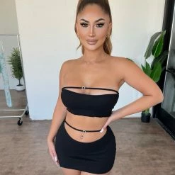 New Pink Carly 2 Piece Set(Black) Tops