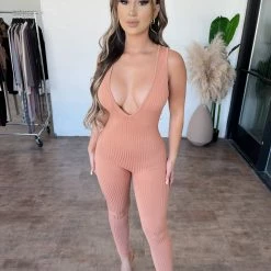 La Luxe Dresses/Rompers Stacey Sleeveless Jumpsuit(Sand Stone)