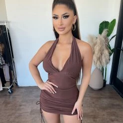 Better Be Leena Halter Dress(Brown) Dresses/Rompers