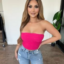 Beige Botany Tops Gisela Tube Top(Hot Pink)