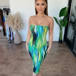 Spring Haze Luz Dress (Blue/Green) Dresses/Rompers