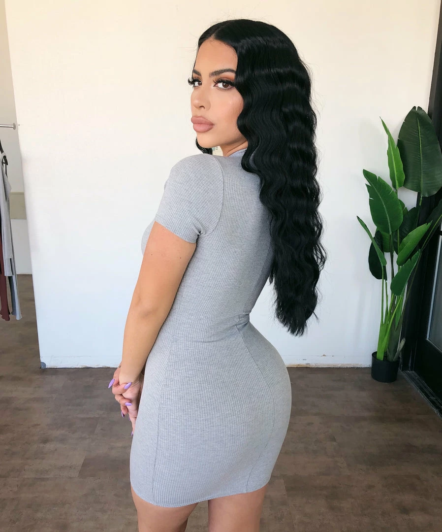 La Luxe Stella Short Sleeve Dress(Grey) Dresses/Rompers 2 La Luxe Stella Short Sleeve Dress(Grey) Dresses/Rompers