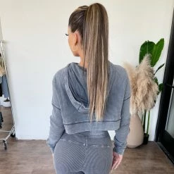 Mind Code Tiffany Waffle Hoodie(Acid Wash Black)