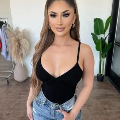 La Luxe Peyton Cami Bodysuit(Black) Tops