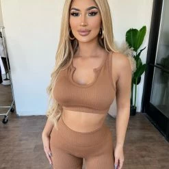 ANWND Tops Hallie Ribbed Set(Cafe)