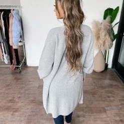 Timing Lacey Long Sleeve Knit Cardigan(Heather Grey) Tops