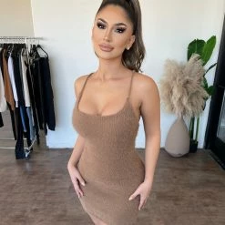 Beige Botany Marina Cami Fuzzy Knit Dress(Brown)