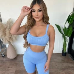 ANWND Tops Elise Waffle Set(Marina Blue)