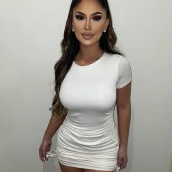 CEFIAN Greta Short Sleeve Dress(Ivory)FINAL SALE