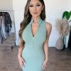 Junie Grace Sleeveless Zipper Dress(Sage) Dresses/Rompers