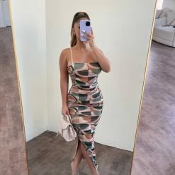 Privy Dresses/Rompers Jennifer Dress(Green Print Combo)