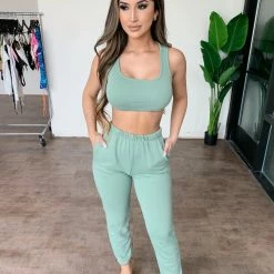 Junie Lucy Tank Matching Set(Sage)