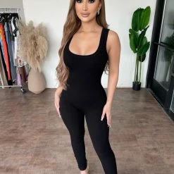 La Luxe Tops Everly Tank Jumpsuit(Black)