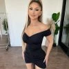 Better Be Tops Janet Off Shoulder Dress(Black)