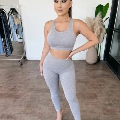 Mind Code Kayla Legging Set(Grey) Tops
