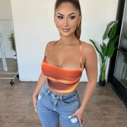 Tic Toc Tops Tati Cropped Top(Orange)