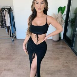 Sabora Alice Cami Skirt Set(Black) Tops