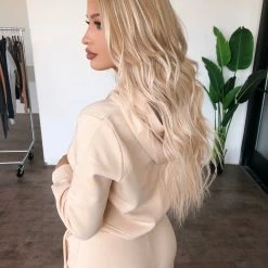 Rosio Tops Lucas Semi Crop Hoodie(Sand)