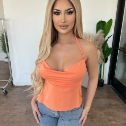 Skylar + Madison Sapphire Halter Top(Sherbert Orange)
