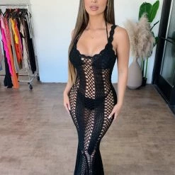 Hera Collection Chloe Bikini Cover Up Dress(Black) Dresses/Rompers