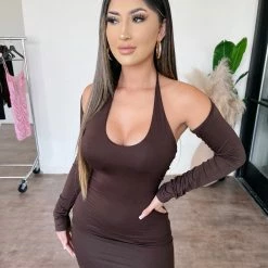 Tresser Tabetha Halter Dress(Brown)