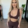 La Luxe Tops Rubi Tank Top(Chocolate)